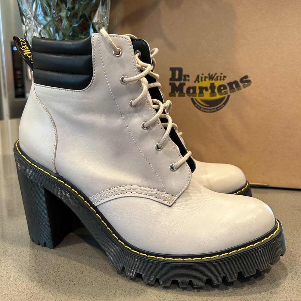 Dr. Martens Women's Cream Lace-Up Boots